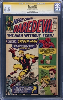 1964 Marvel Comics "Daredevil" #1 (Signed by Stan Lee First Appearance of Daredevil) - CGC 6.5 Off-White to White Pages